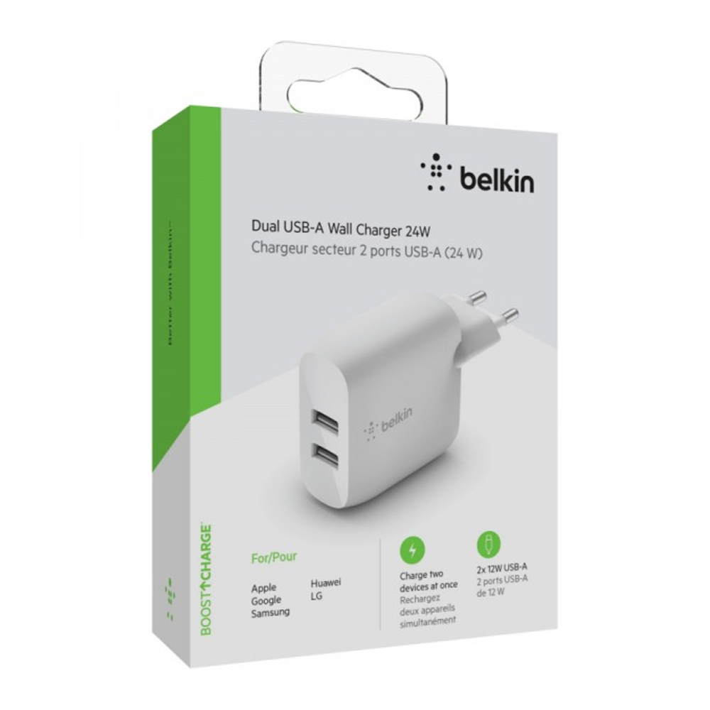 Сетевое зарядное устройство Belkin Dual USB-A, 24 Вт — изображение 2