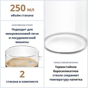 Alternative view of Стаканы DELONGHI SET DLSC320 AMERICAN COFFEE 250ML (2pc)