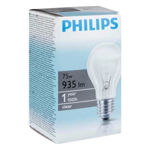 Philips Standard A55 75w 230v E27 Cl.1ct 12x10f 2